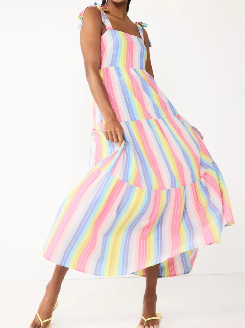 Draper James Rainbow Striped Smocked Sundress